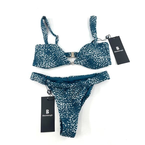 Blackbough Snow Leopard Jacquard Giana Ruched Cheeky Bikini  SET Size S - Picture 3 of 11